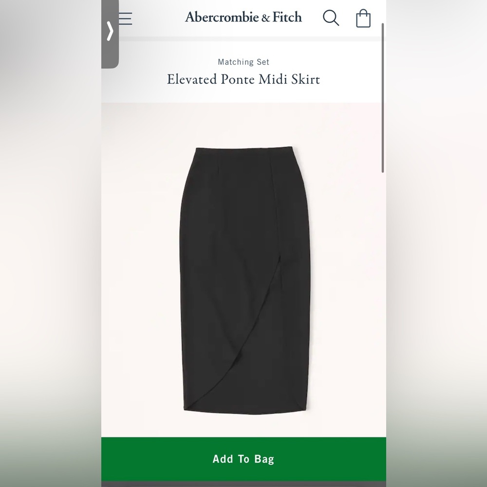 Abercrombie & Fitch Elevated Ponte Midi Skirt